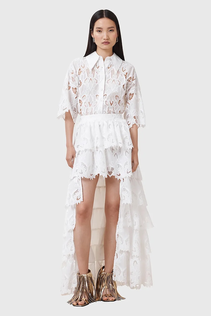 Φούστα AllSaints CAVARLY χρώμα: άσπρο, W096RC