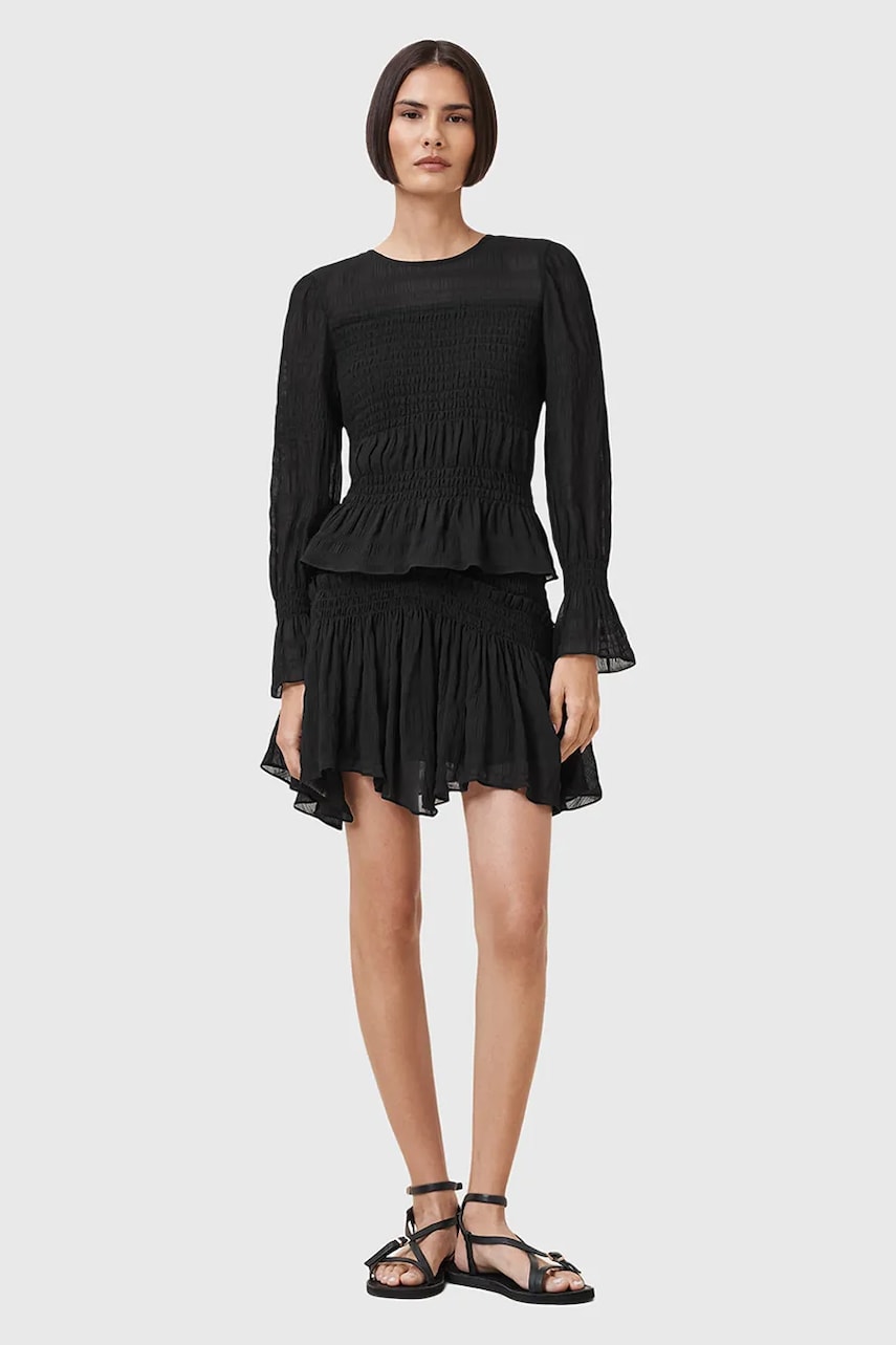 Φούστα AllSaints PAMELA χρώμα: μαύρο, W039RC