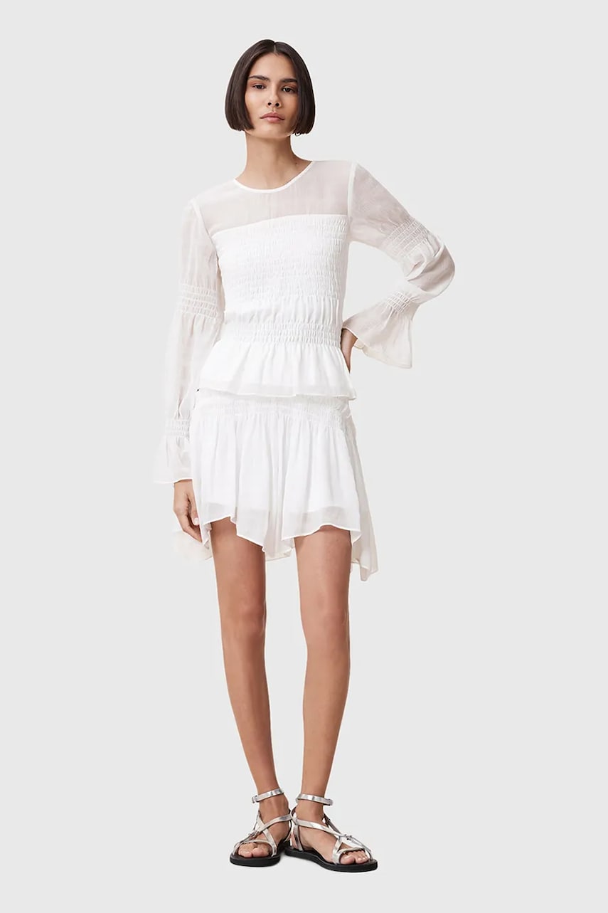 Φούστα AllSaints PAMELA χρώμα: άσπρο, W039RC
