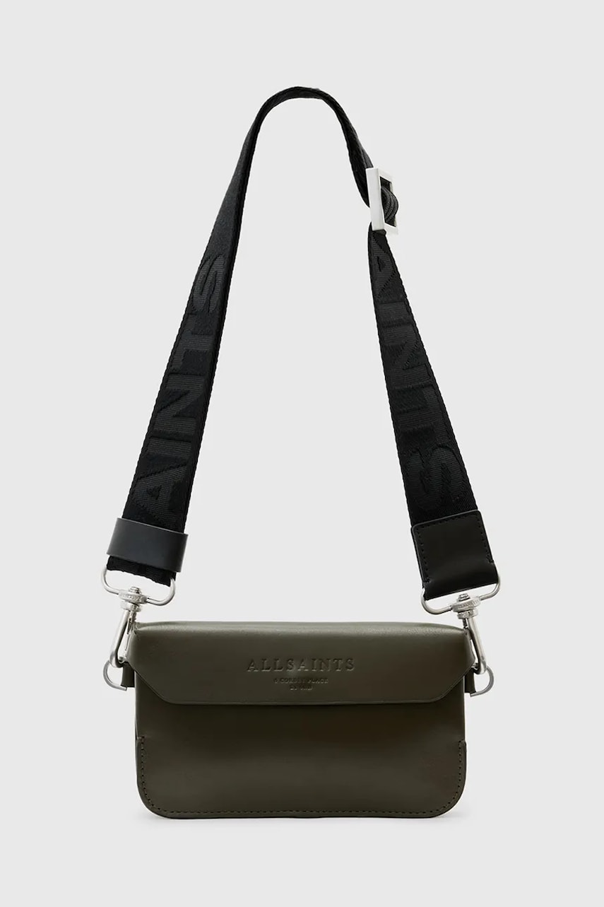 Δερμάτινη τσάντα AllSaints ZOE CROSSBODY χρώμα: πράσινο, W312XB