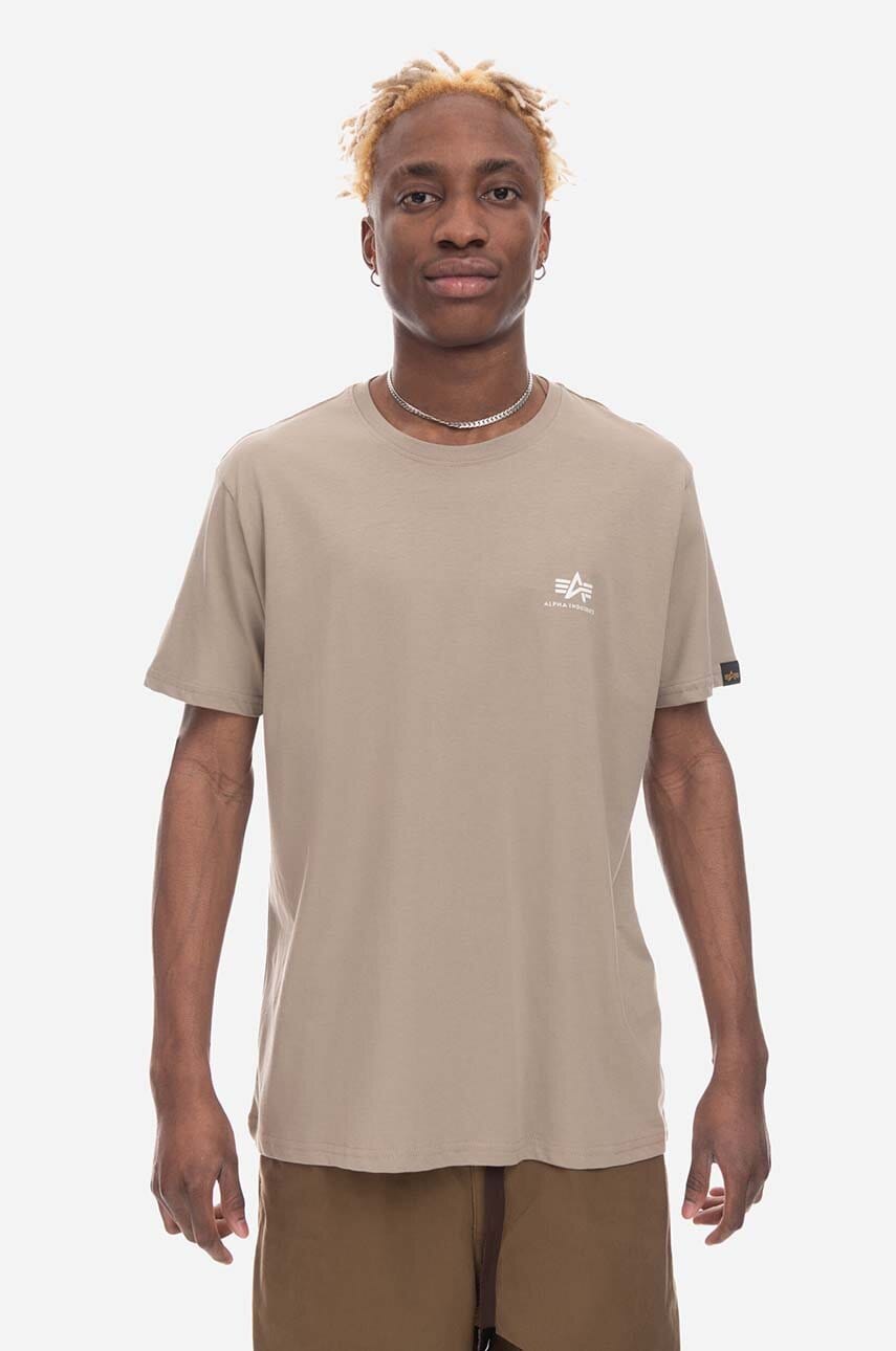 Βαμβακερό μπλουζάκι Alpha Industries Alpha Industries Basic T Small Logo 188505 679 χρώμα: μπεζ