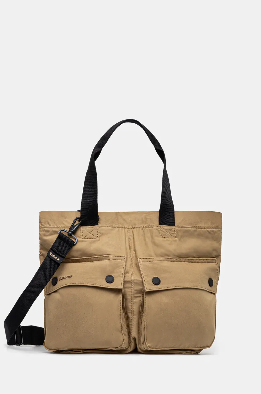 Βαμβακερή τσάντα Barbour Barbour Transport Carry All Tote Bag χρώμα: πράσινο, UBA0744