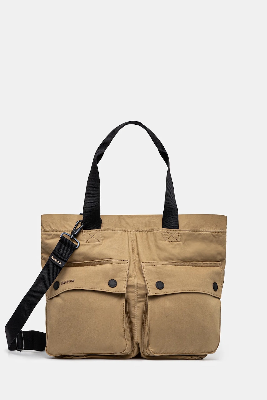 Βαμβακερή τσάντα Barbour Barbour Transport Carry All Tote Bag χρώμα: πράσινο, UBA0744