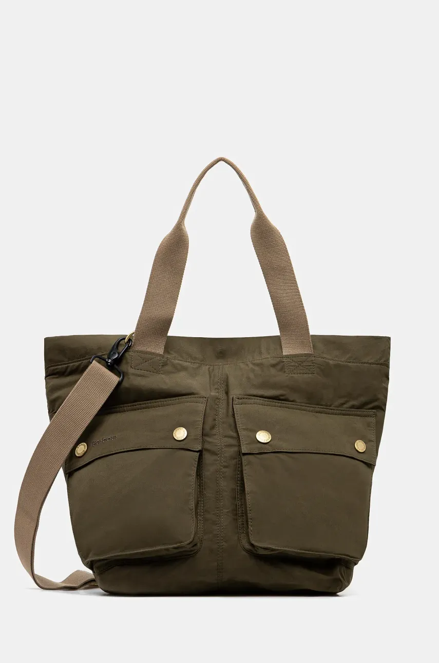 Βαμβακερή τσάντα Barbour Barbour Transport Carry All Tote Bag χρώμα: πράσινο, UBA0744