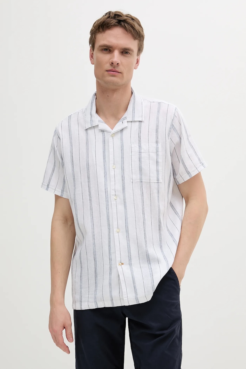 Πουκάμισο Barbour Garnock Stripe S/S Regular Fit Shirt χρώμα: άσπρο, MSH5608