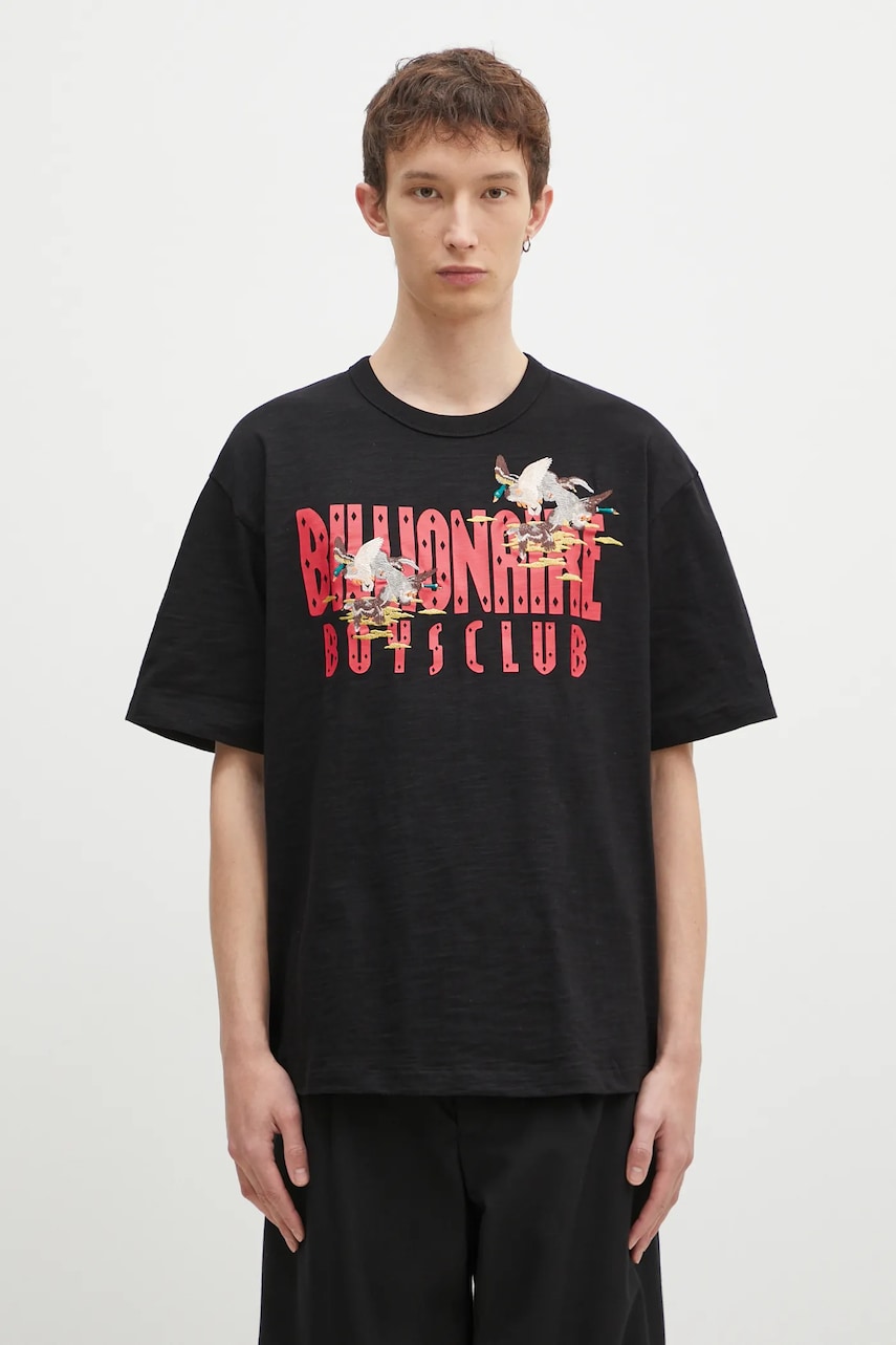 Βαμβακερό μπλουζάκι Billionaire Boys Club Duck Embroidered ανδρικό, χρώμα: μαύρο, B24464