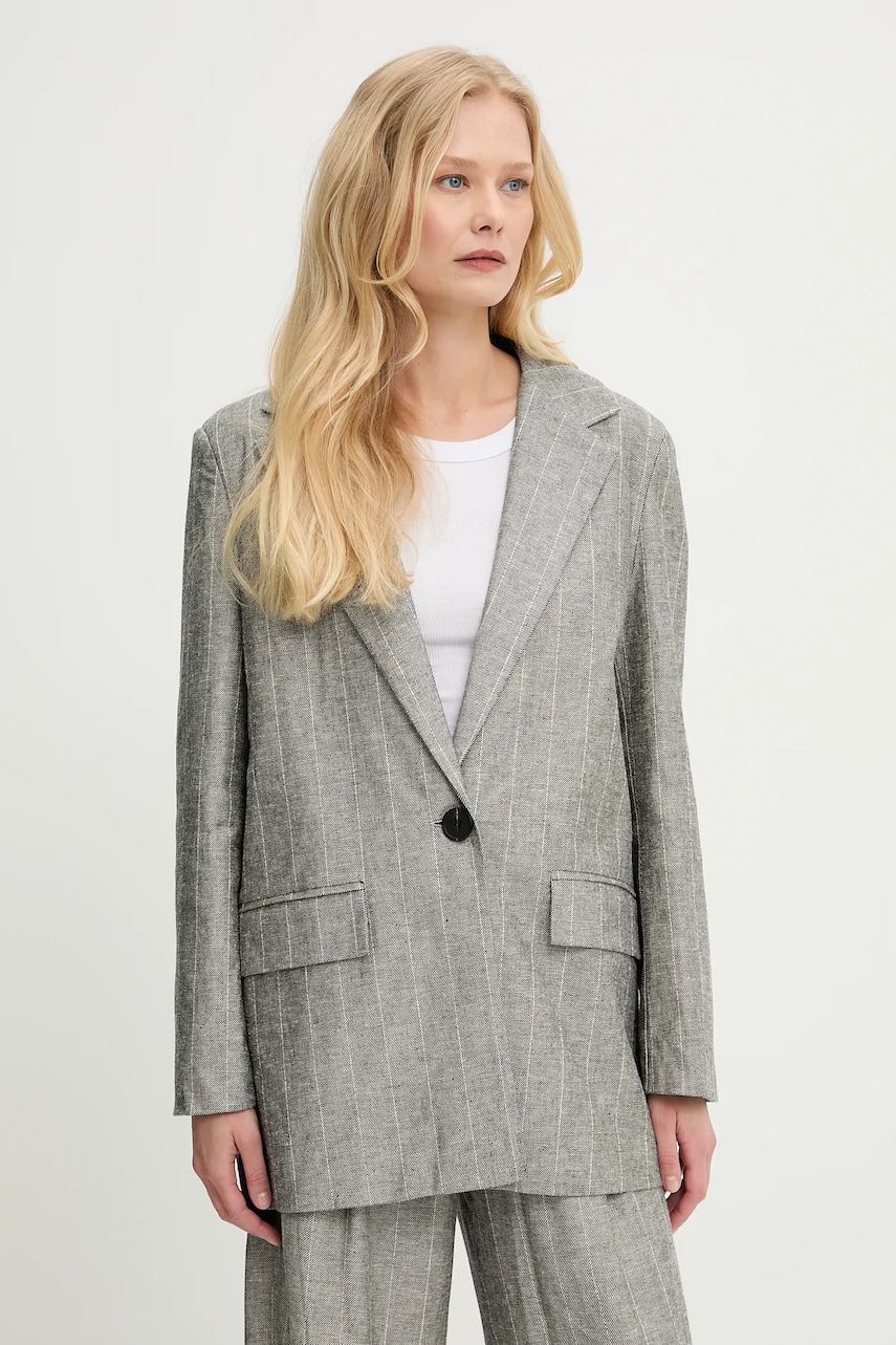 Blazer με μείγμα λινών Answear Lab χρώμα: γκρι