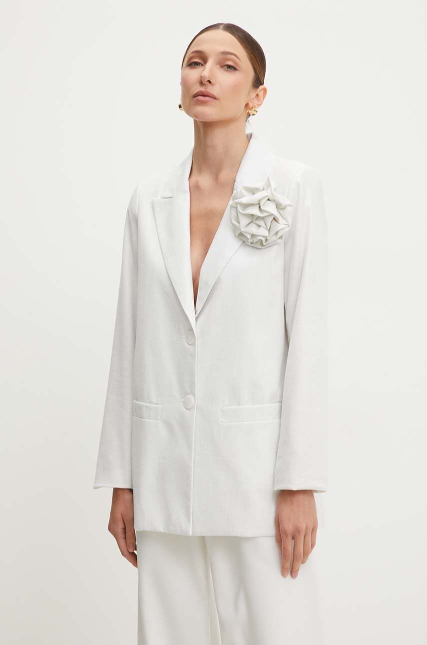 Blazer με μείγμα λινών Answear Lab χρώμα: άσπρο