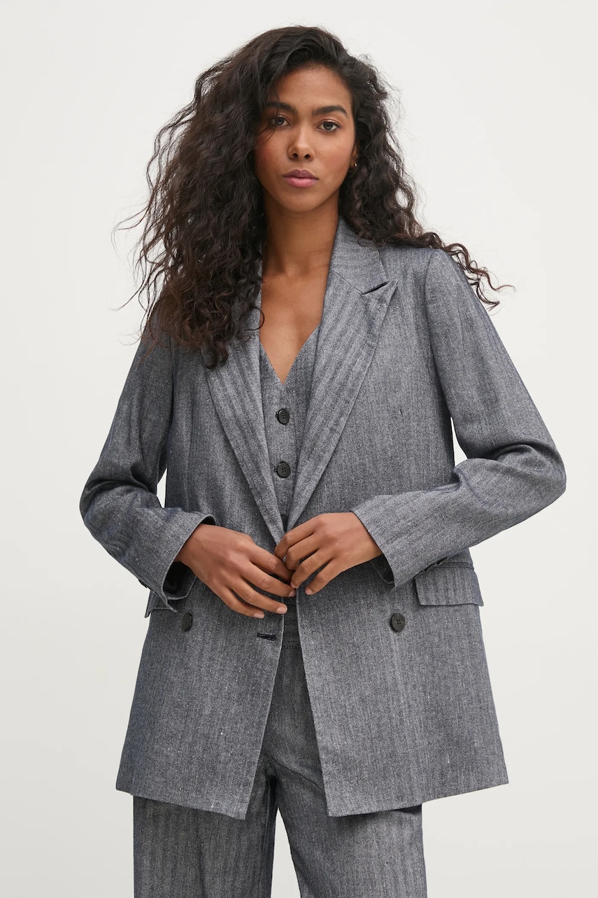 Blazer με μείγμα λινών Hoss Intropia χρώμα: ναυτικό μπλε, 5478073
