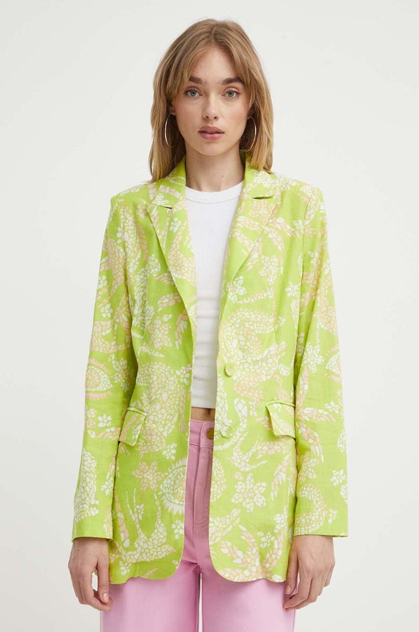 Blazer με μείγμα λινών Never Fully Dressed χρώμα: πράσινο
