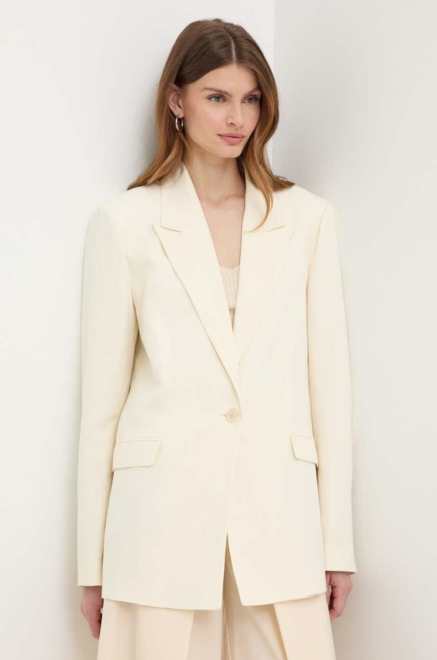 Blazer με μείγμα λινών Patrizia Pepe χρώμα: μπεζ, 2S1496 A052