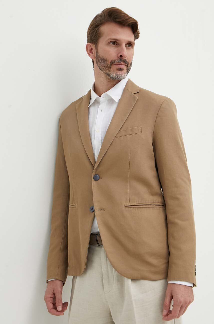 Βαμβακερό blazer Sisley χρώμα: καφέ