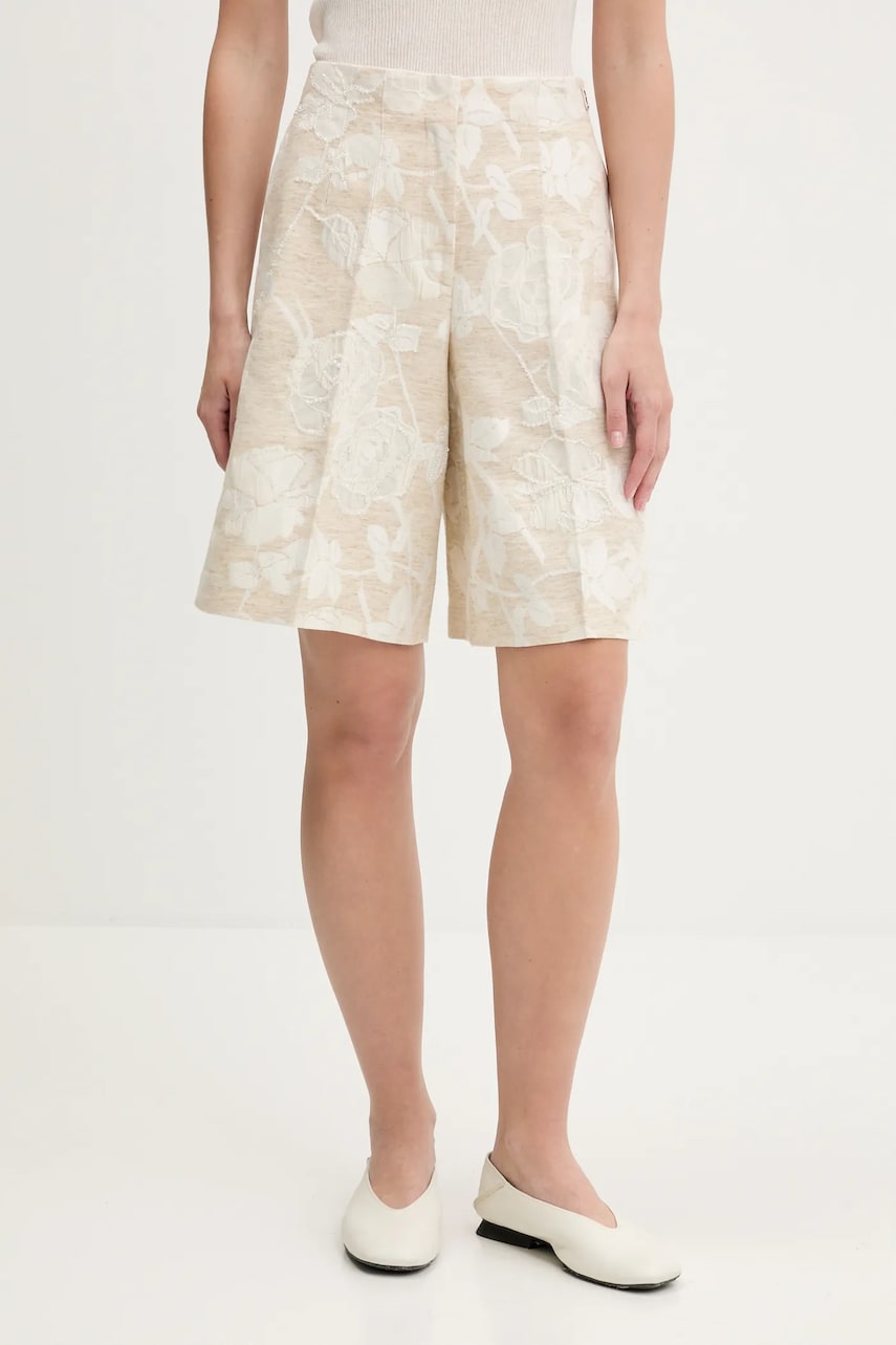 Λινό σορτς Blugirl Blumarine χρώμα: μπεζ, RA5128.T2942