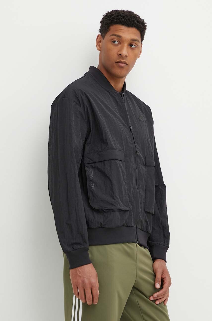 Μπουφάν bomber adidas City Escape ανδρικό, χρώμα: μαύρο, IY1505