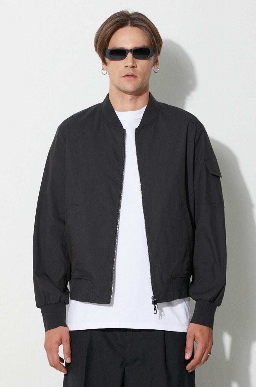 Μπουφάν bomber Neil Barett SKINNY BOMBER SHIRT ανδρικό, χρώμα: μαύρο, PBCS002.V014.01 F3PBCS002.V014.01