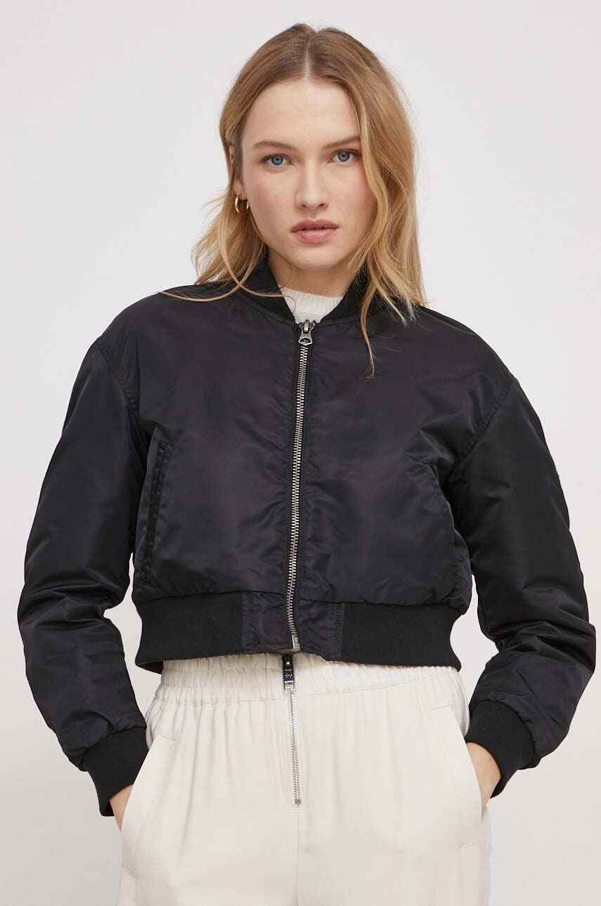 Μπουφάν bomber Pepe Jeans MONITE γυναικεία, χρώμα: μαύρο PL402268