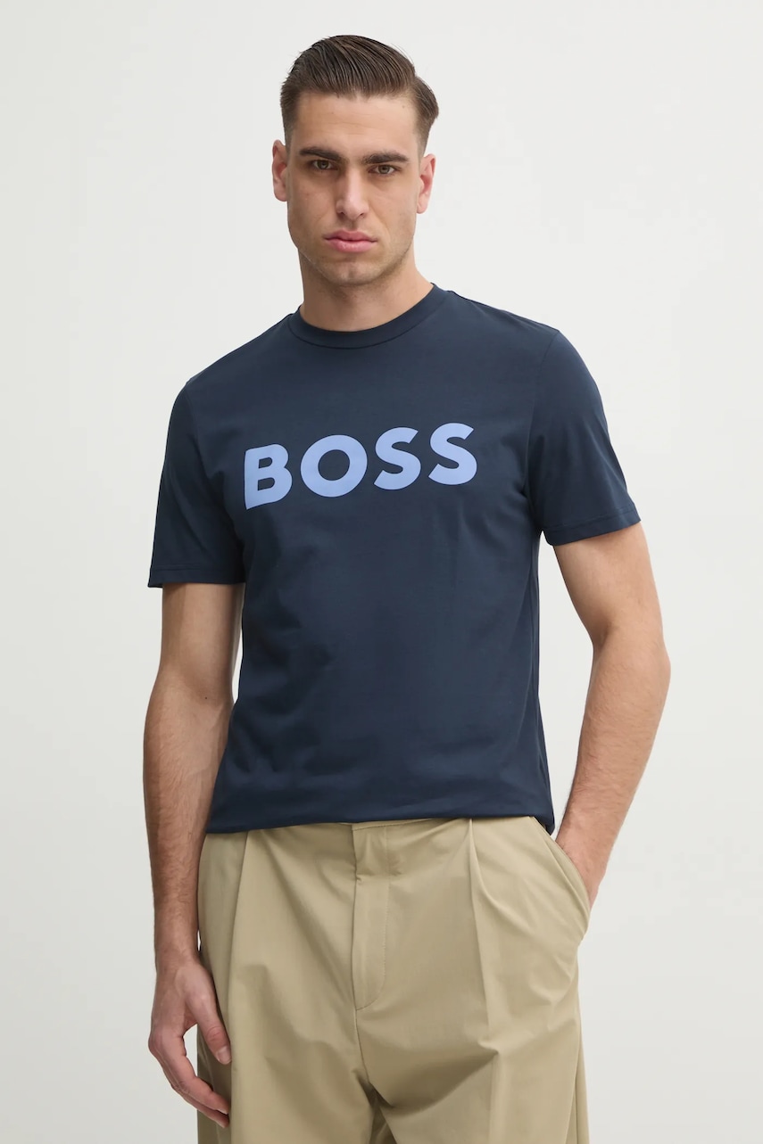 Βαμβακερό μπλουζάκι BOSS BOSS CASUAL ανδρικά, χρώμα: ναυτικό μπλε, 50481923