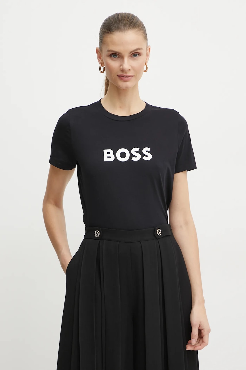 Βαμβακερό μπλουζάκι Boss Orange BOSS ORANGE γυναικείο, χρώμα: μαύρο, 50501139