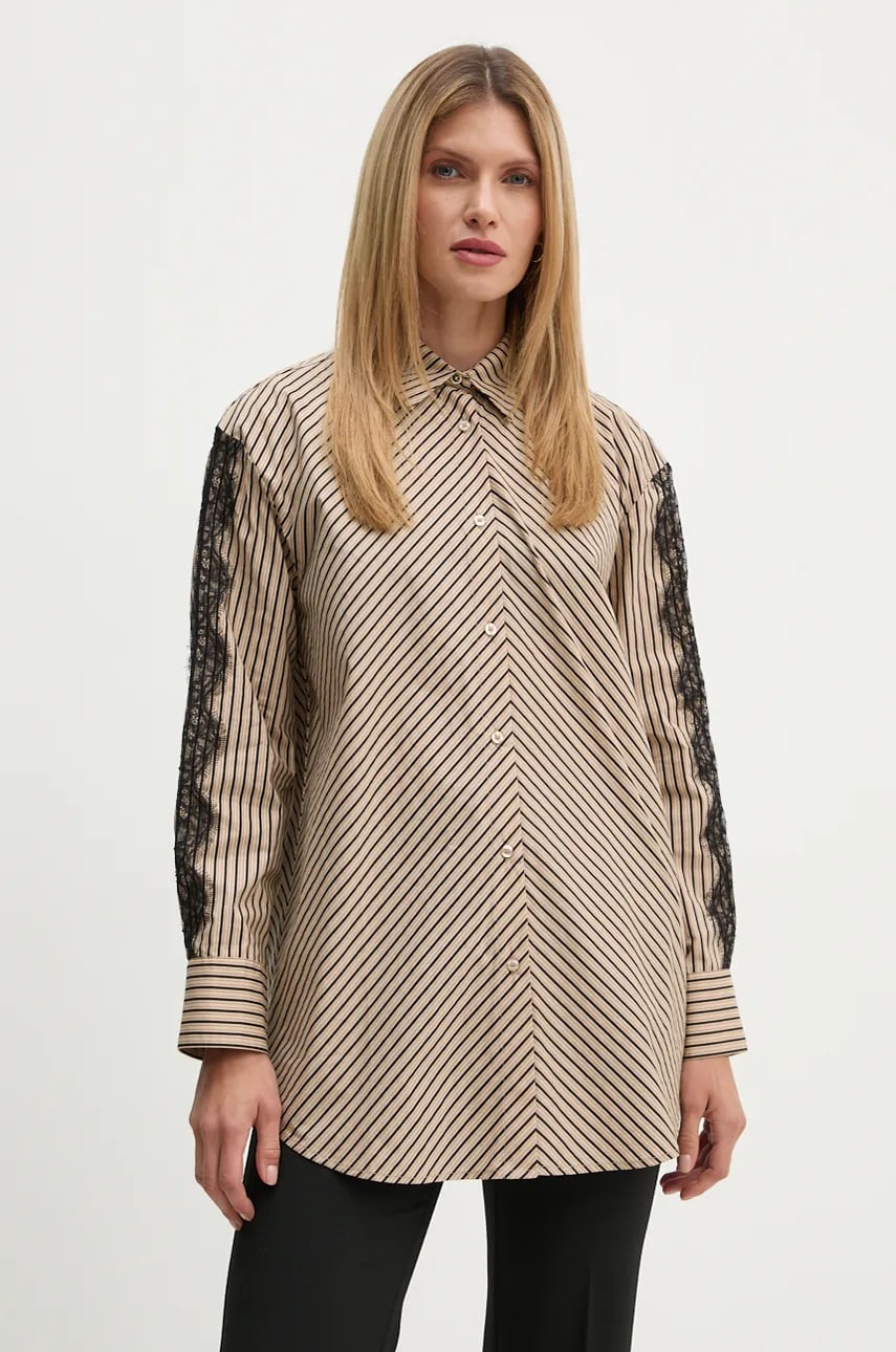 Βαμβακερό πουκάμισο Bruuns Bazaar IpoBBLua shirt χρώμα: μπεζ, BBW4140