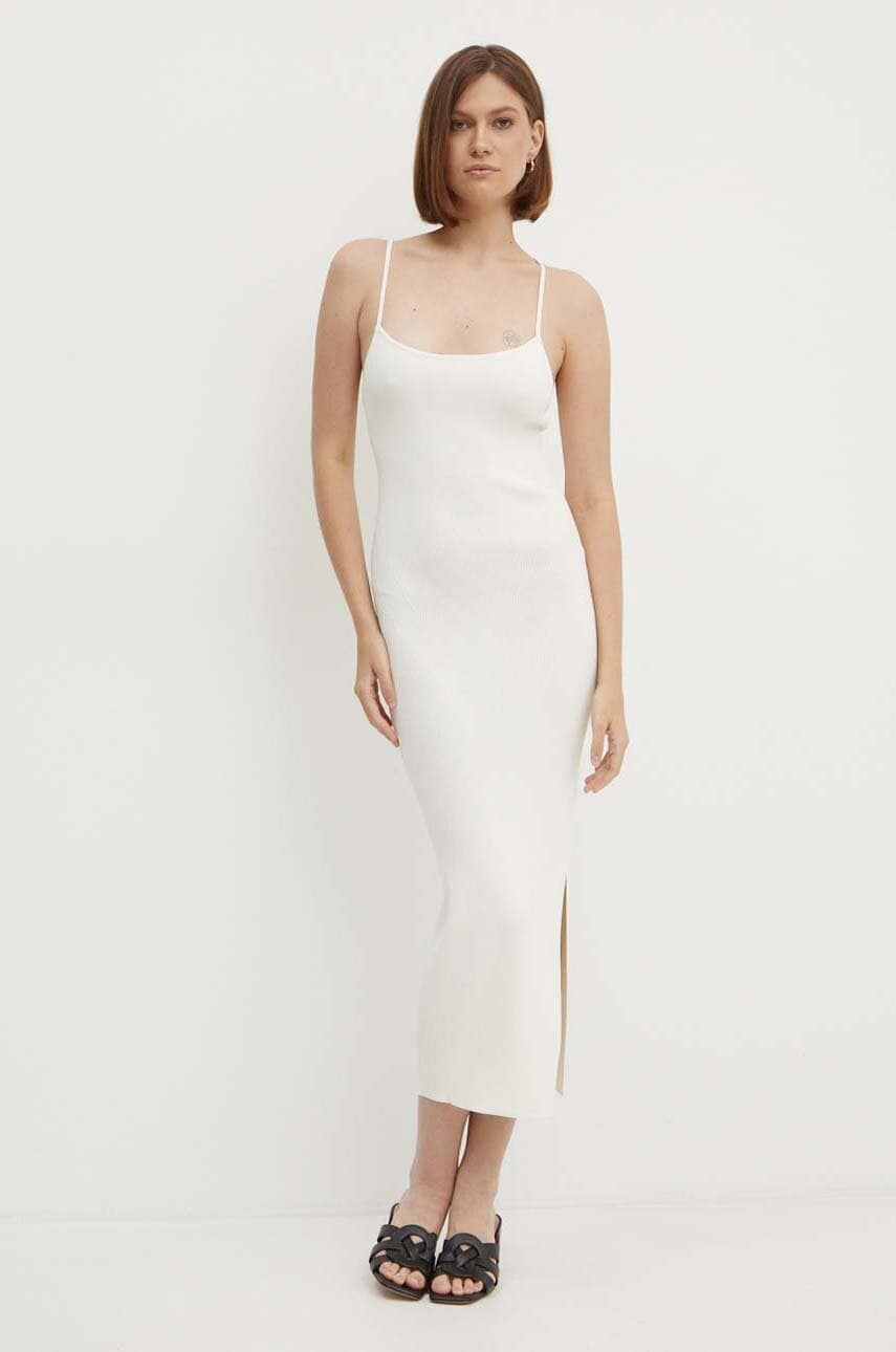 Φόρεμα Calvin Klein Jeans χρώμα: μπεζ, J20J224083