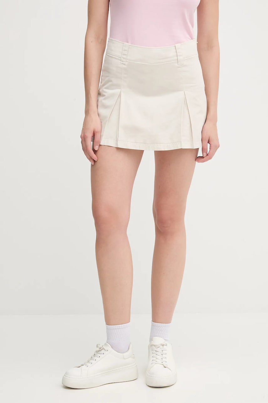 Βαμβακερή φούστα Calvin Klein Jeans χρώμα: μπεζ, J20J225215
