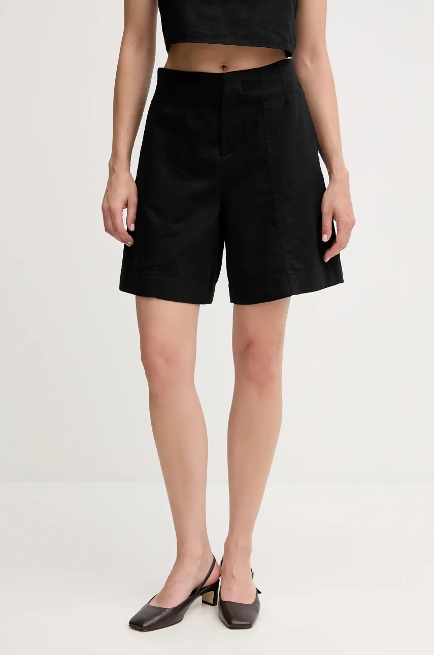 Λινό σορτς Calvin Klein Jeans χρώμα: μαύρο, J20J225219