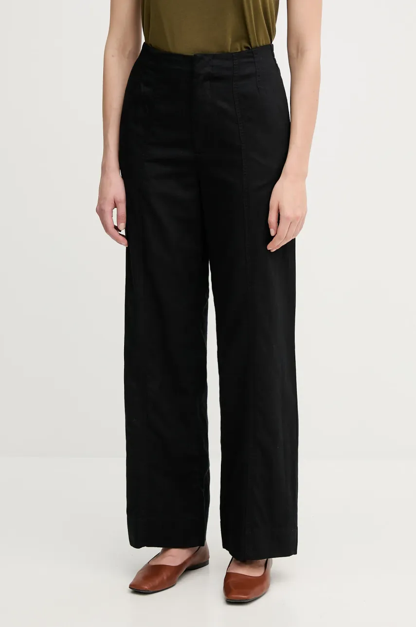 Παντελόνι με λινό μείγμα Calvin Klein Jeans χρώμα: μαύρο, J20J225340