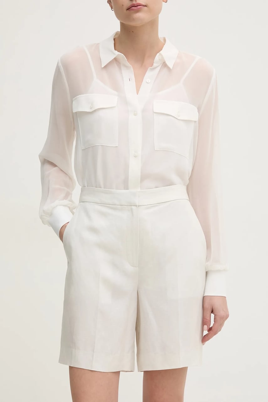 Λινό σορτς Calvin Klein χρώμα: μπεζ, K20K208380