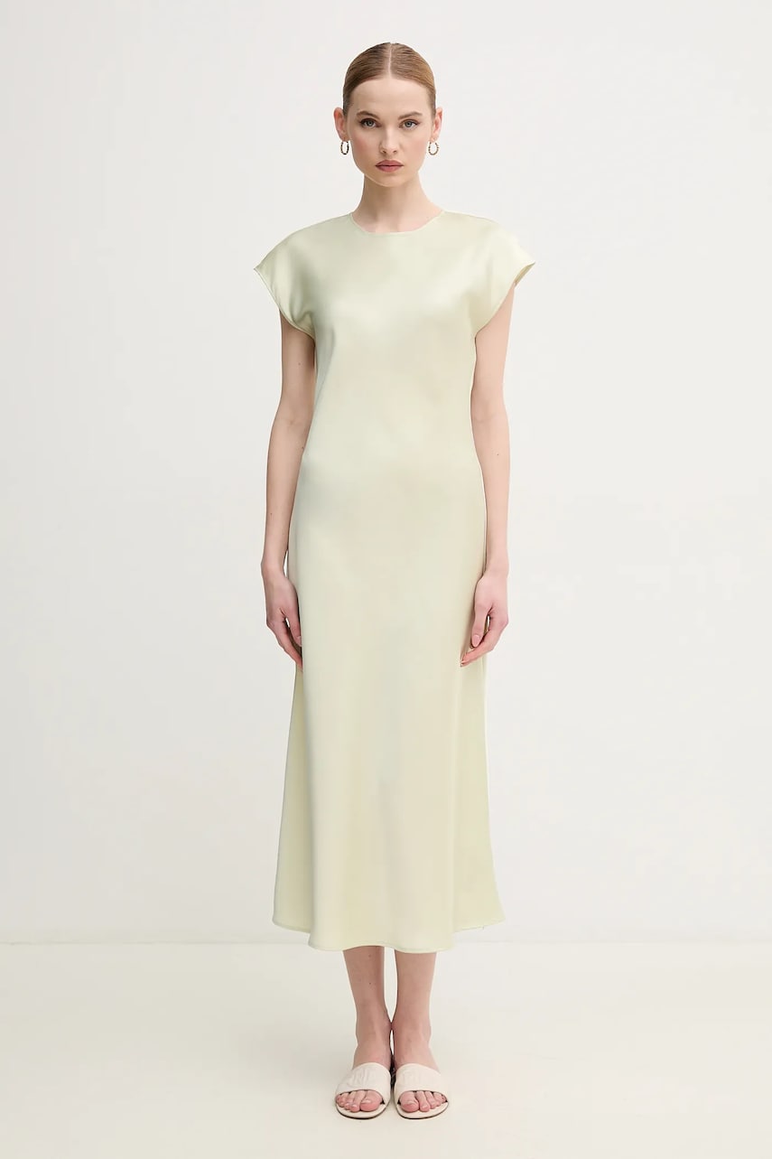 Φόρεμα Calvin Klein χρώμα: μπεζ, LV044B045G