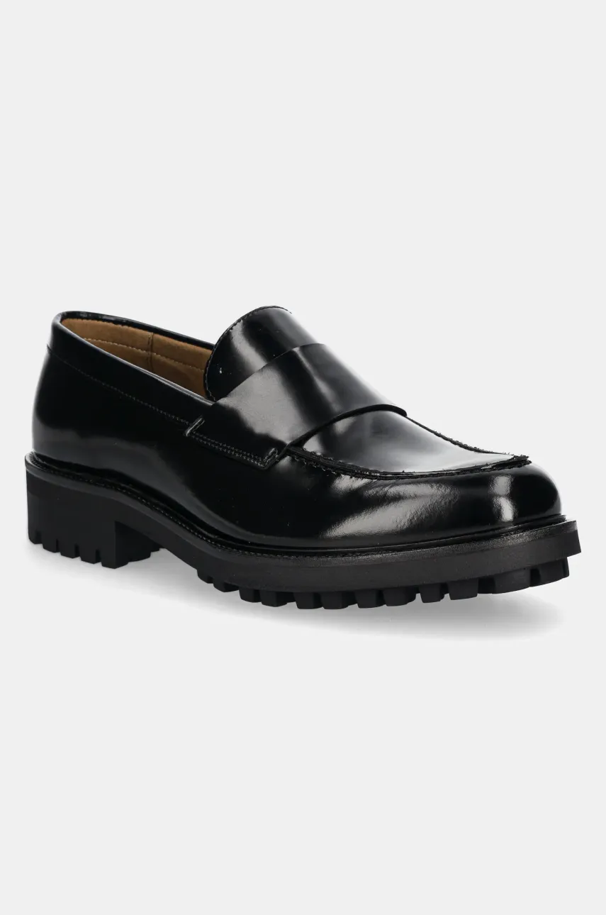 Δερμάτινα μοκασίνια Calvin Klein MOCCASIN W/ BAND χρώμα: μαύρο, HM0HM01833