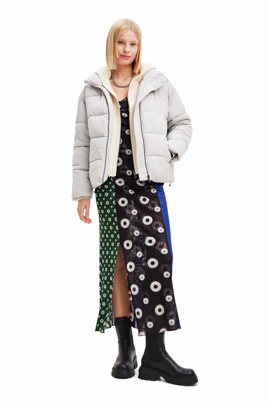 Μπουφάν Desigual 23WWEW56 WOMAN WOVEN PADDED SHORT OVERCO χρώμα: μπεζ