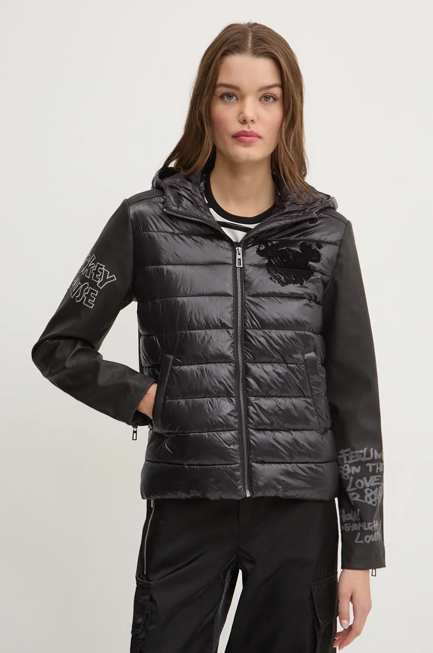 Μπουφάν Desigual MICKEY MOUSE χρώμα: μαύρο, 24WWEWBL