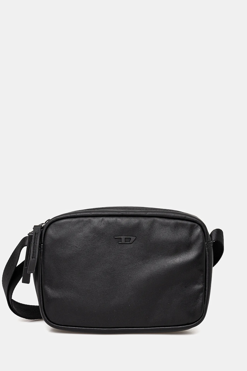 Δερμάτινη τσάντα Diesel RAVE RAVE CAMERA BAG X cross b χρώμα: μαύρο, X10242.P2809