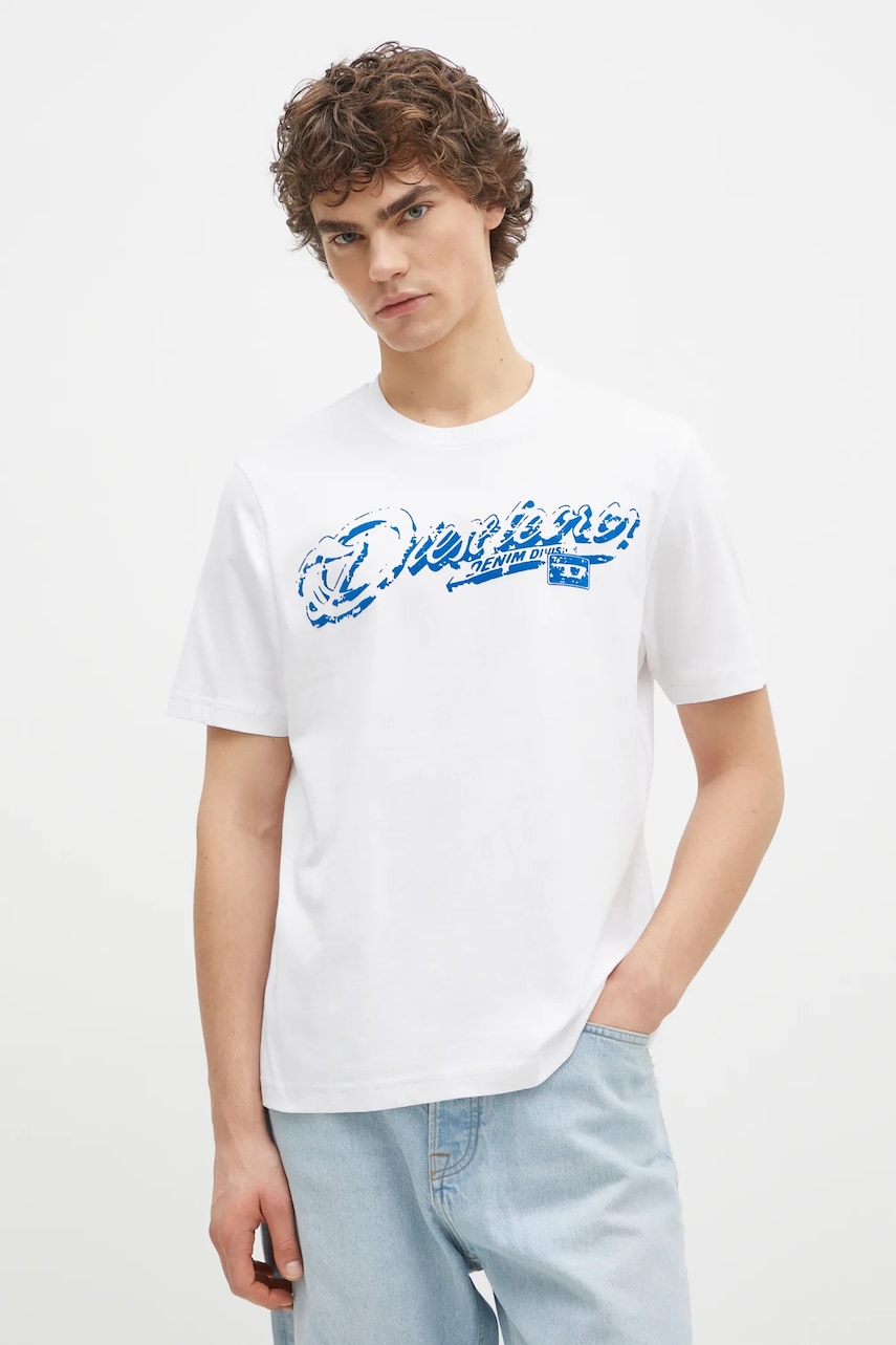 Βαμβακερό μπλουζάκι Diesel T-ADJUST-R7 T-SHIRT ανδρικά, χρώμα: άσπρο, A16406.0QIAM