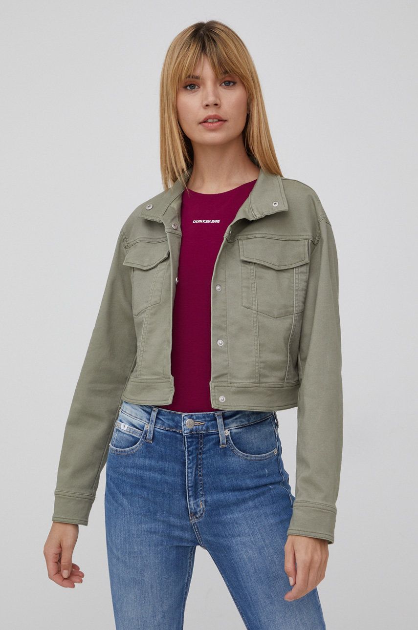 Μπουφάν DKNY γυναικεία, χρώμα: πράσινο,