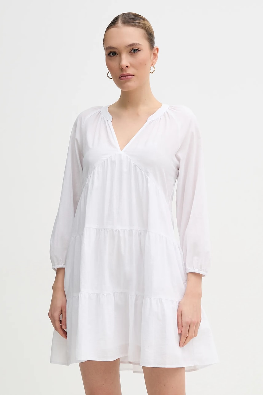 Βαμβακερό φόρεμα Dkny χρώμα: άσπρο, DJ4D9021