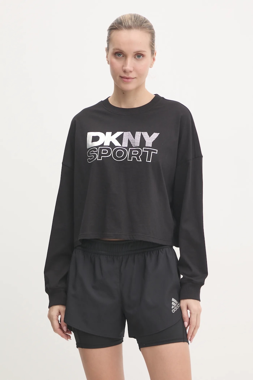 Βαμβακερή μπλούζα με μακριά μανίκια Dkny χρώμα: άσπρο, DP5T1117