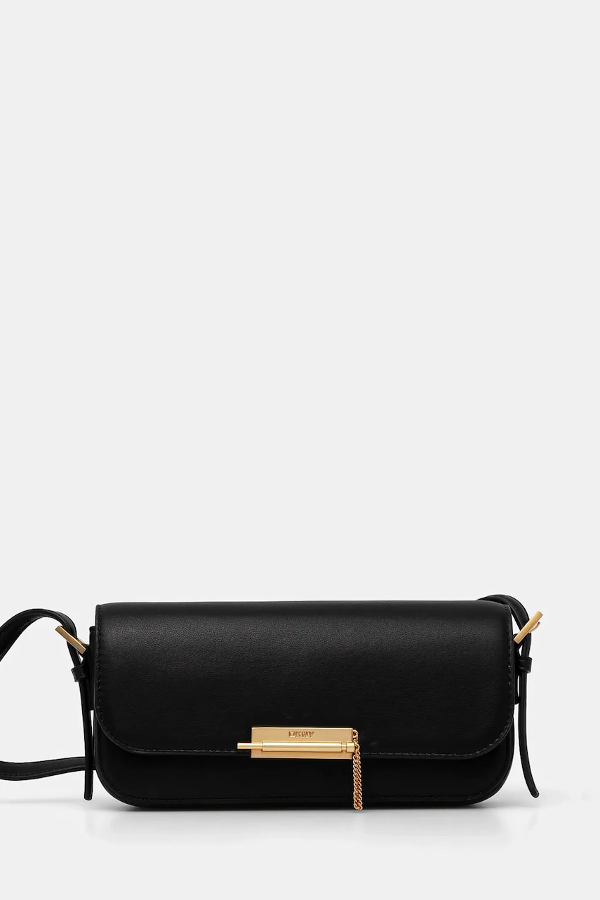 Δερμάτινη τσάντα Dkny χρώμα: μαύρο, R433KG59