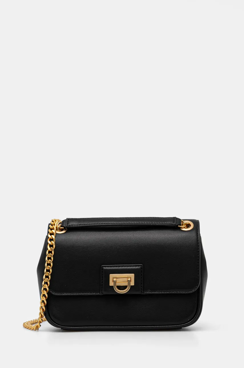 Δερμάτινη τσάντα Dkny χρώμα: μαύρο, R443KI60