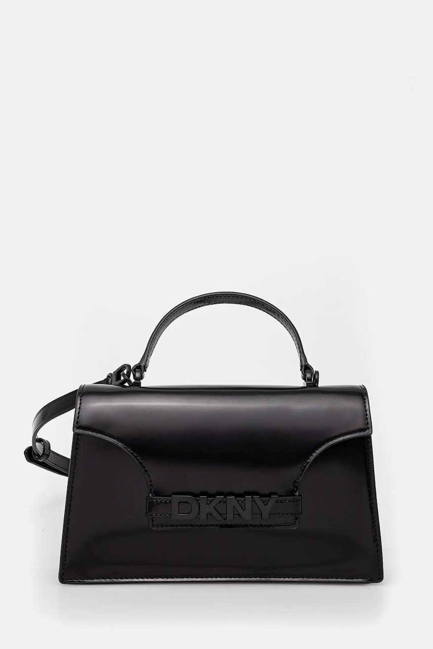 Δερμάτινη τσάντα Dkny χρώμα: μαύρο, R51EDJ32