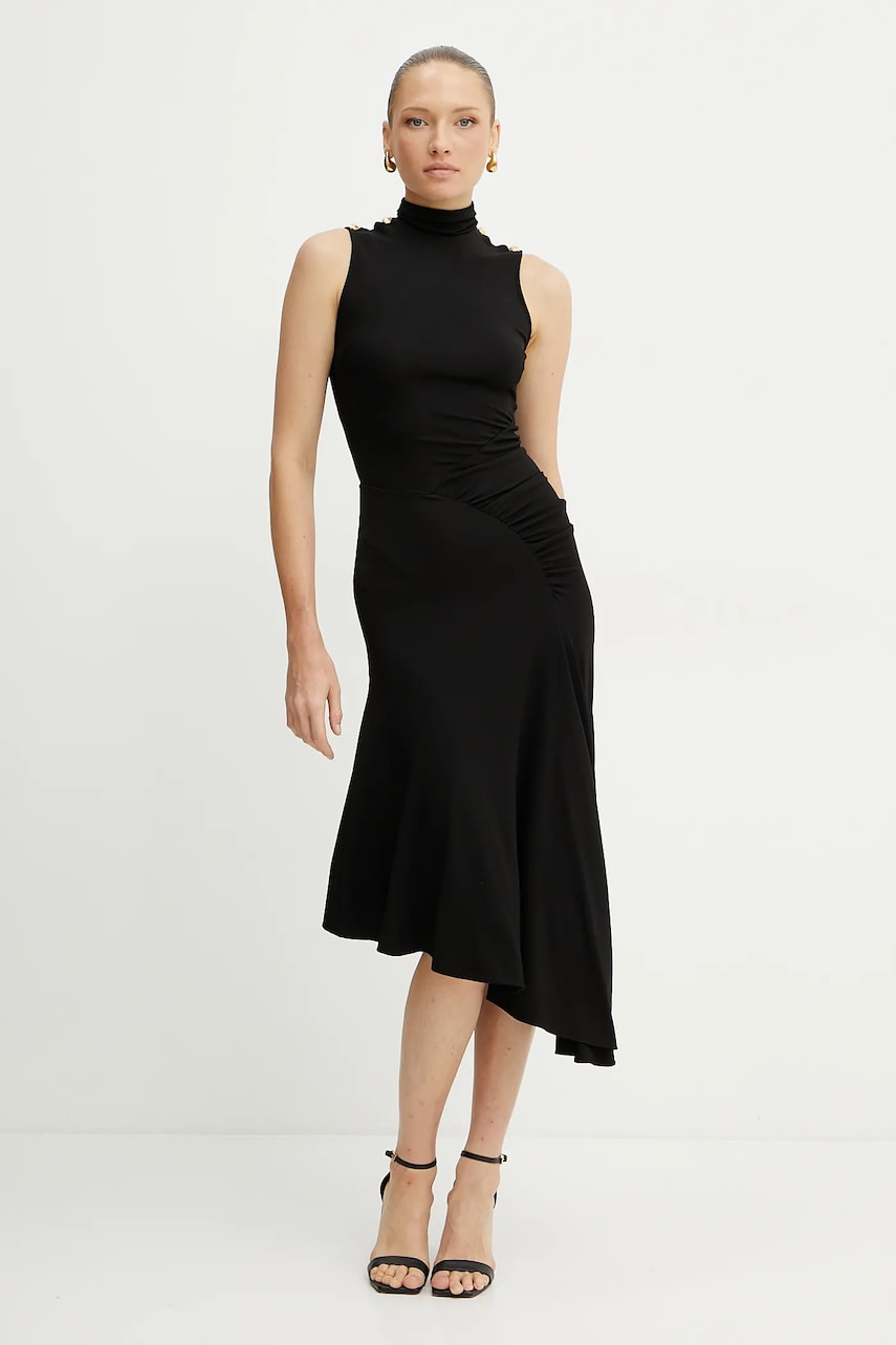 Φόρεμα Elisabetta Franchi χρώμα: μαύρο, AB84252E2