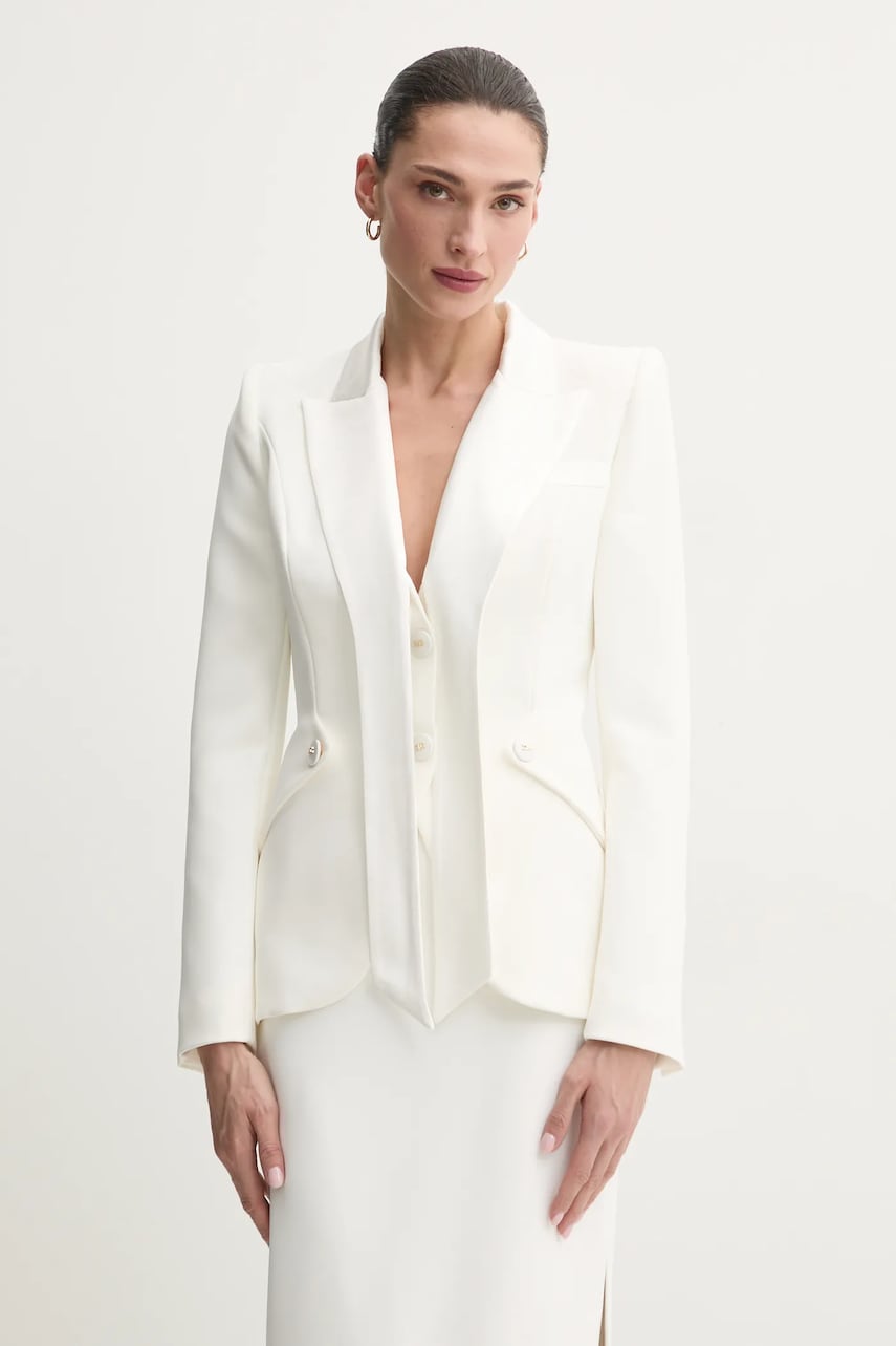 Σακάκι Elisabetta Franchi χρώμα: μπεζ, GI13351E2