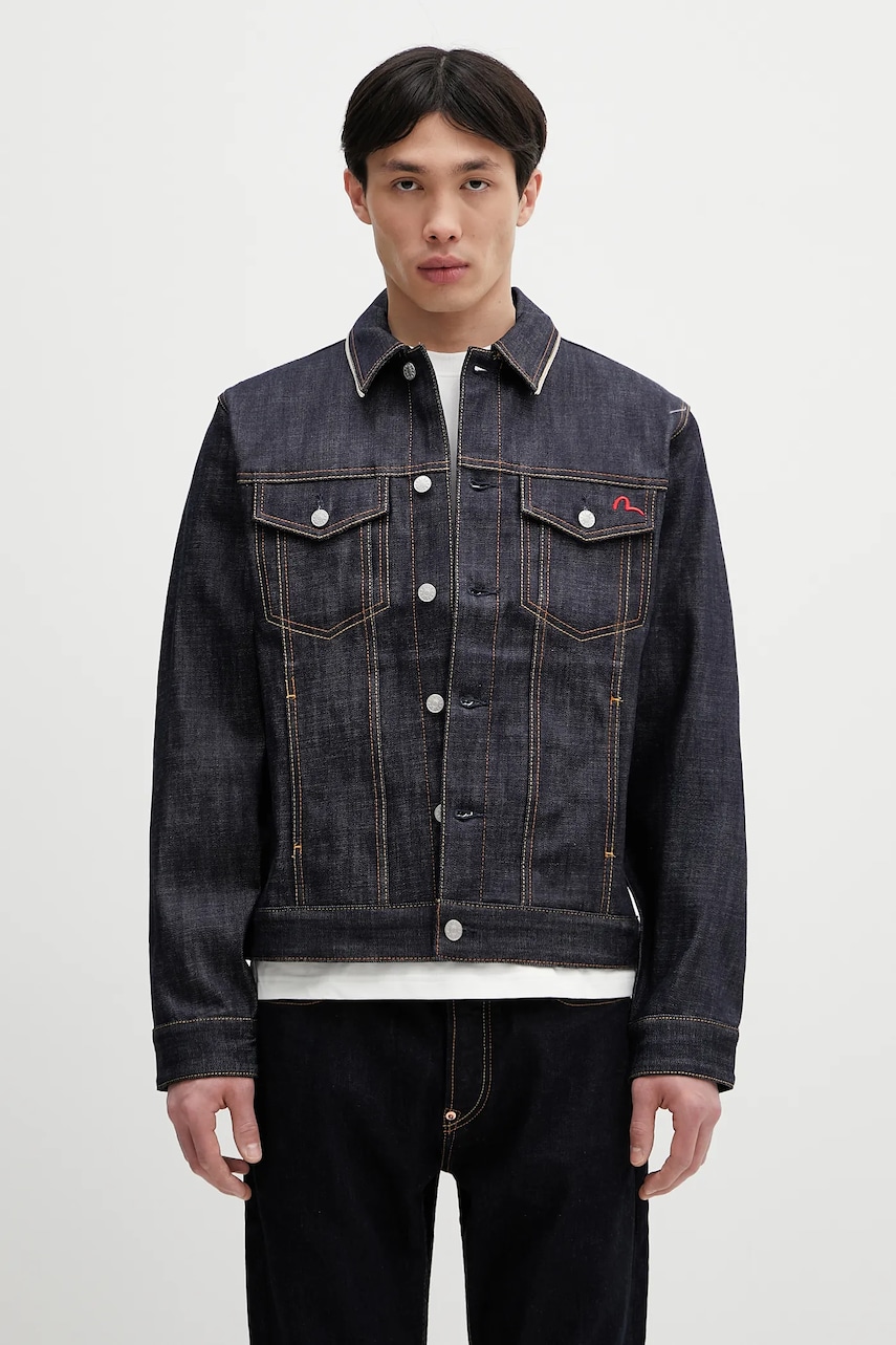 Τζιν μπουφάν Evisu Classic Raw Denim χρώμα: ναυτικό μπλε, 2ESHTM5DJ1042