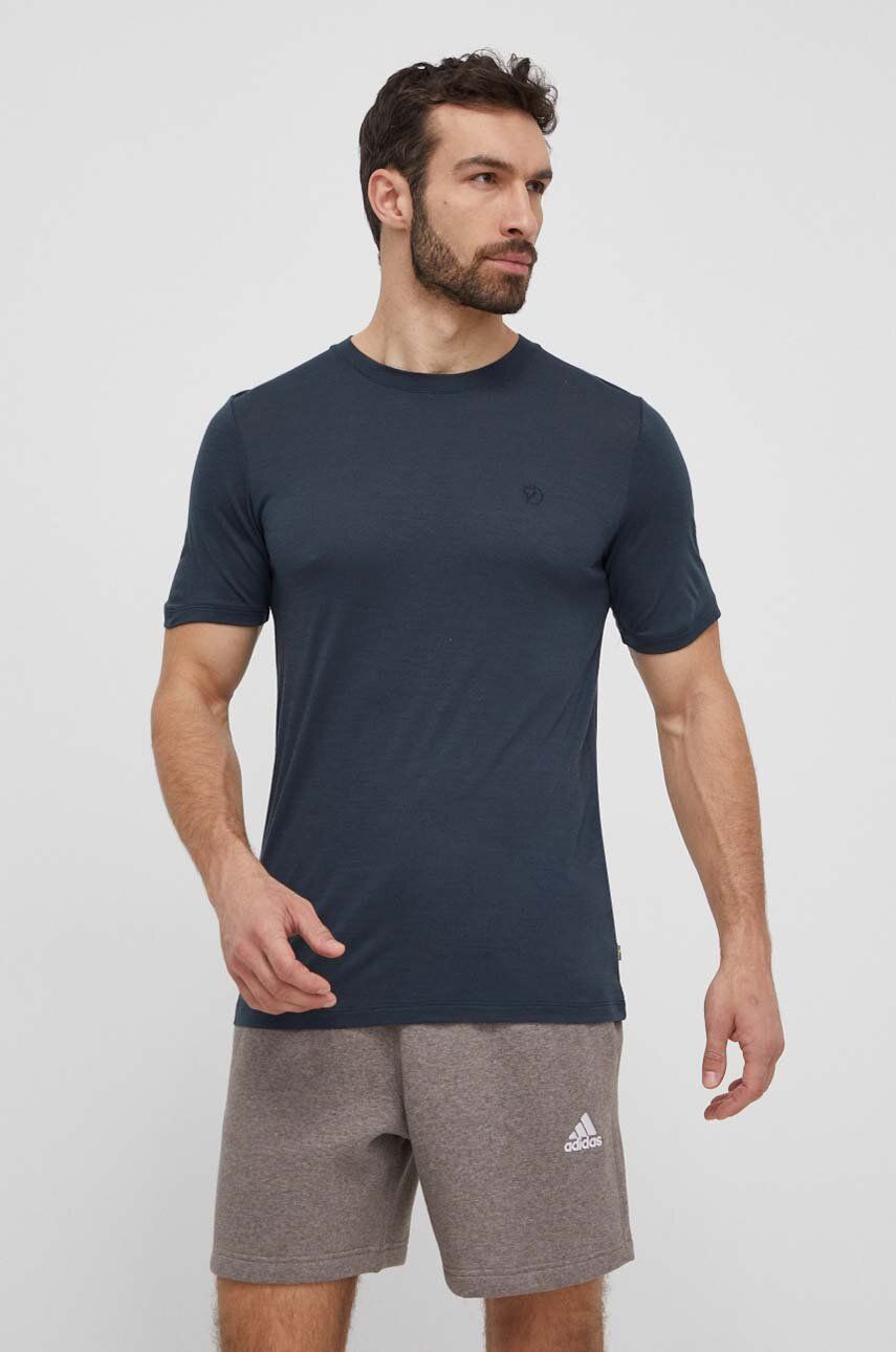 Μάλλινο μπλουζάκι Fjallraven Abisko Wool χρώμα: ναυτικό μπλε, F87193