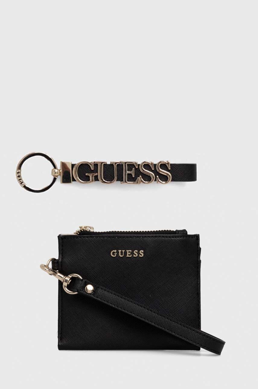 Πορτοφόλι Guess χρώμα: μαύρο