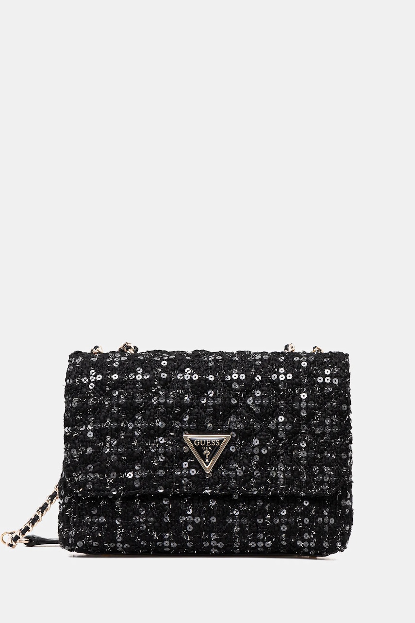 Τσάντα Guess GIULLY χρώμα: μαύρο, HWBB87 48200