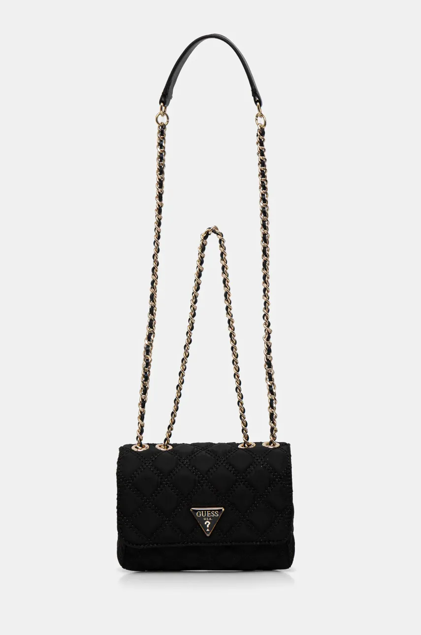 Τσάντα Guess GIULLY χρώμα: μαύρο, HWYQ87 48740