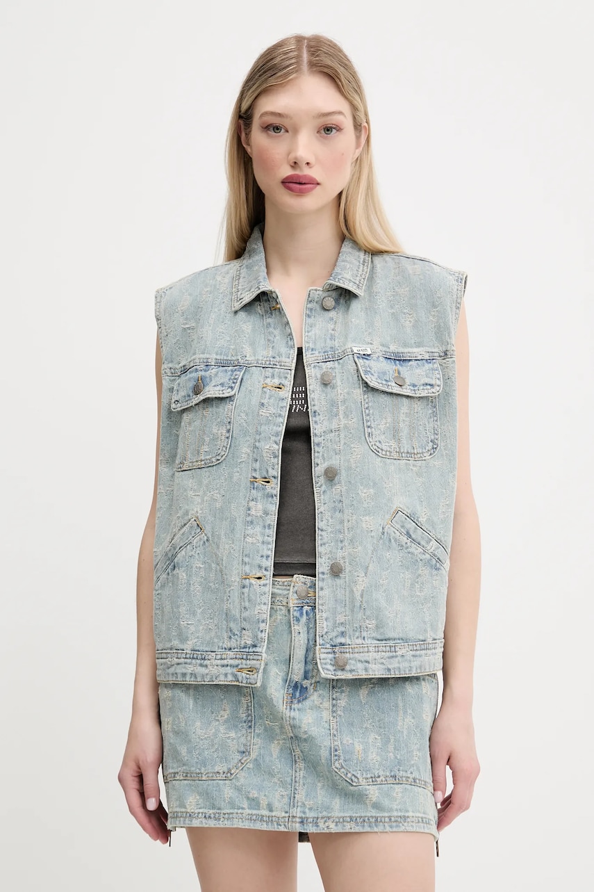Γιλέκο τζιν Guess Originals χρώμα: μπλε, W5GN82 D5OTA