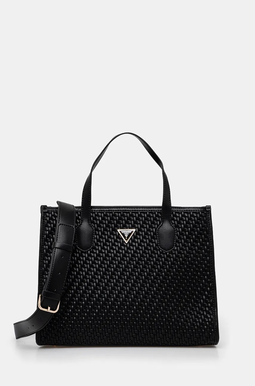 Τσάντα Guess SILVANA χρώμα: μαύρο, HWWW86 65220