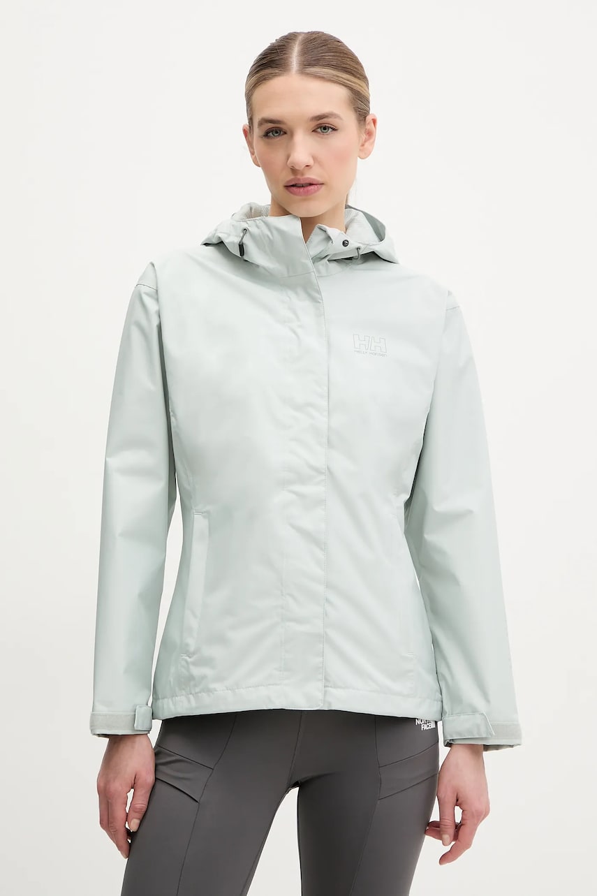 Αδιάβροχο μπουφάν Helly Hansen Seven γυναικείο, χρώμα: πράσινο, 62066